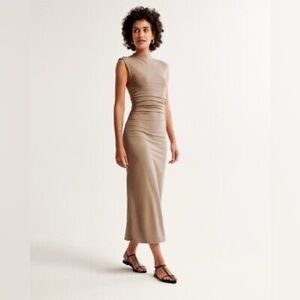 Abercrombie and fitch modal fitted ruched minimalist Sleeveless Dress slit s pet